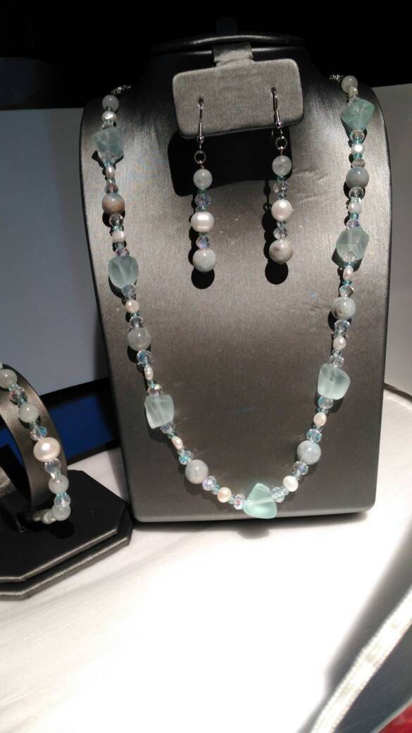 Aqua beauty 3 piece jewelry suite