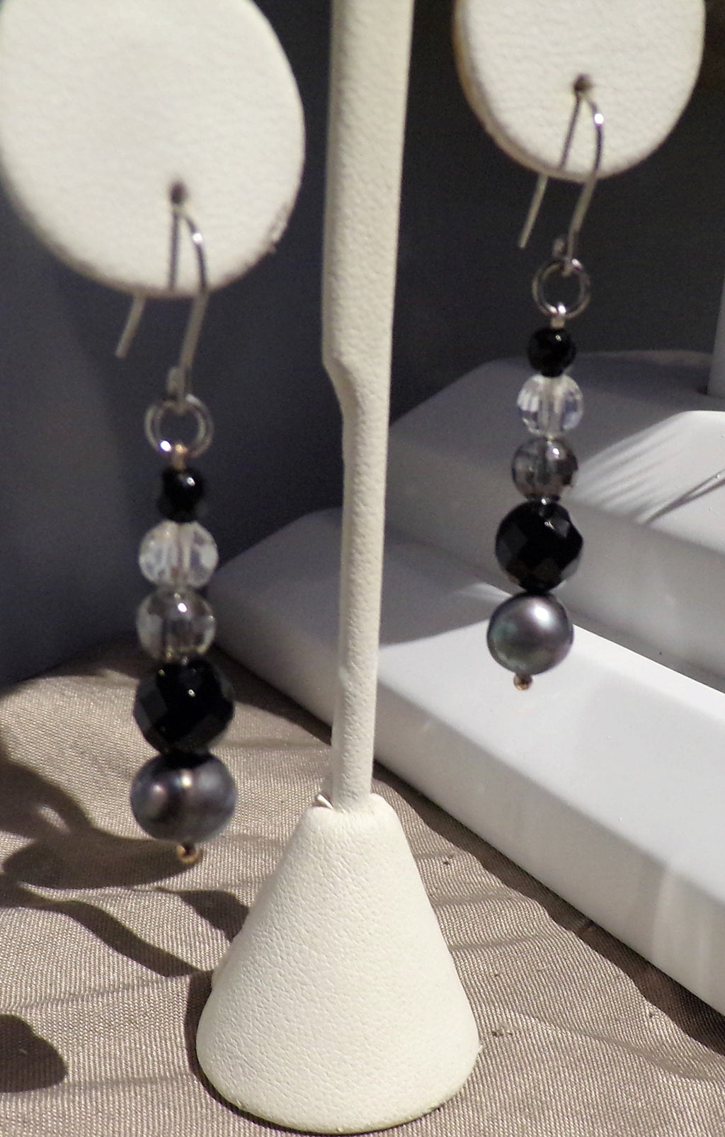 Raven at  night.....Black feathered jewelry suite