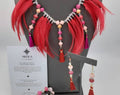 AKOLA beads and Feathers in pink and red